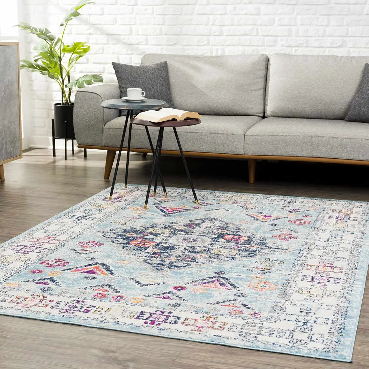 Tigris Turquoise 2314 Rectangle Geometric Area Rug - Living Room Decor, Household Textiles Clearance Item, Home Decor Rug