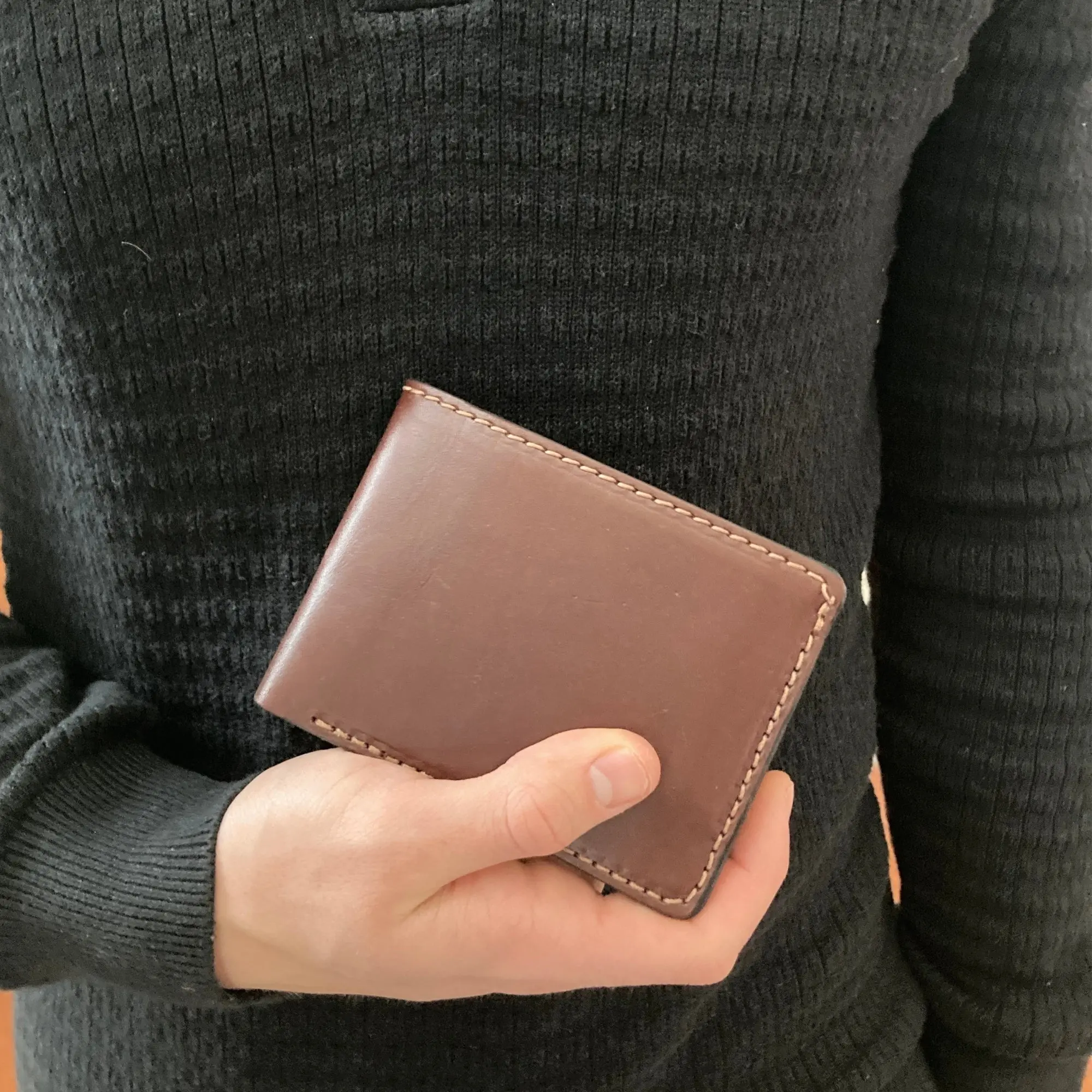 Amish Handmade Full Grain Leather Wallet – Vegetable Tanned Bridle Leather Bifold & Trifold – Made in USA