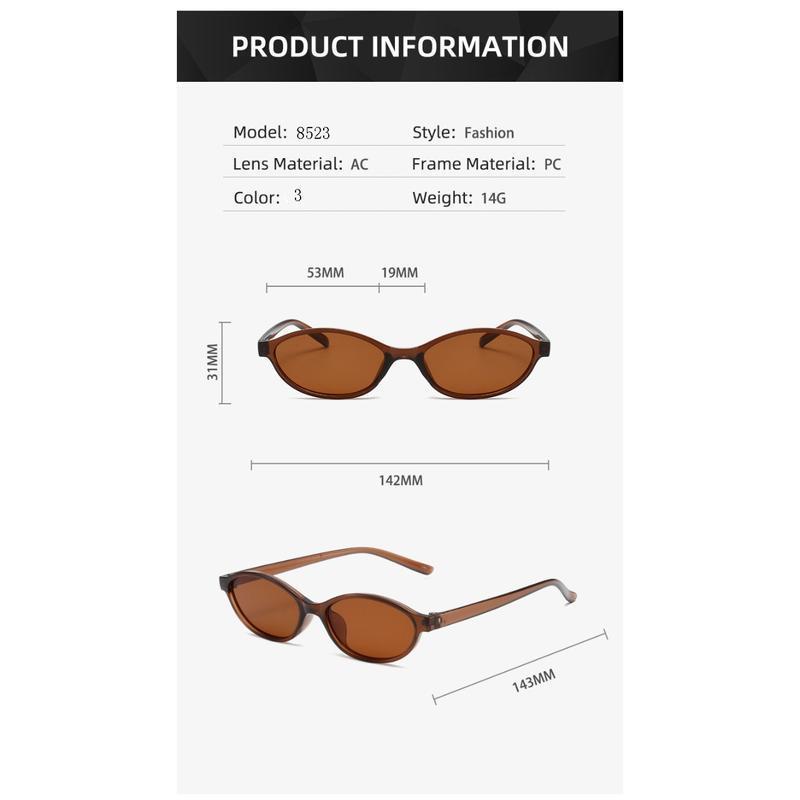 Y2K Retro Oval Cat Eye Sunglasses Women Narrow UV Trendy Eyewear
