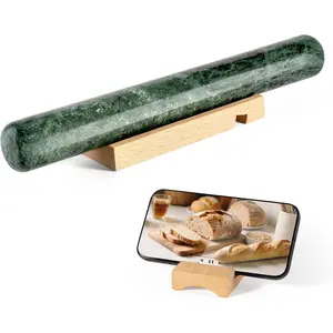 French Rolling Pin for Baking, 12 Inch Non Stick Polished Heavy Dough Roller for Dough Fondant Pizza Pie Crust Cookie Pastry Bread, Kitchen Baking (Indian Green)