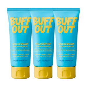 [LIMITED] BuffOut Callus Eraser Gentle Exfoliating Gel for Smooth Soft Skin with Natural Perlite & Apricot Extract, 3 Pack