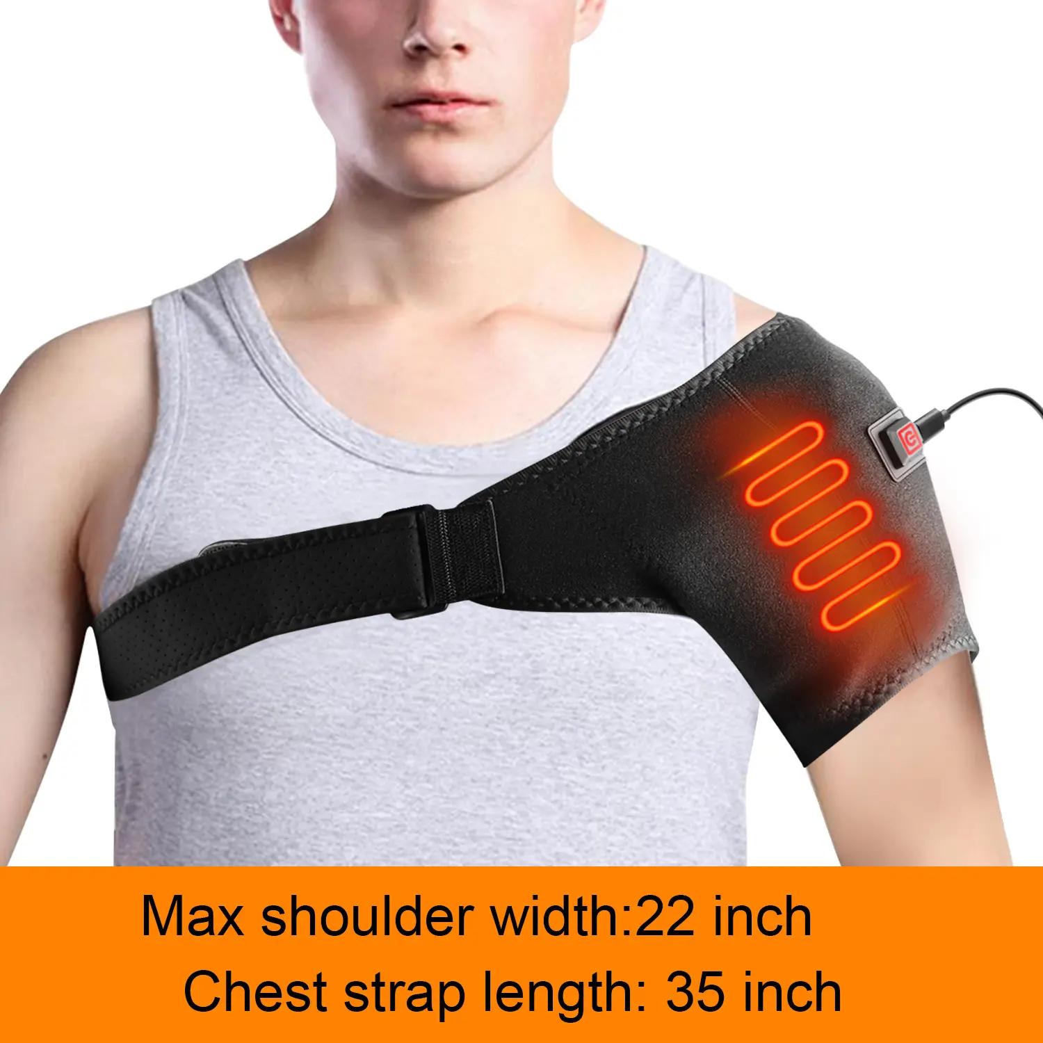 Adjustable Heated Shoulder Support,3 Heat Levels,Breathable Neoprene,Comfortable Fit,Adjustable Strap,Pain Relief,for Shoulder Injuries,Soreness,Frozen Shoulder and Recovery