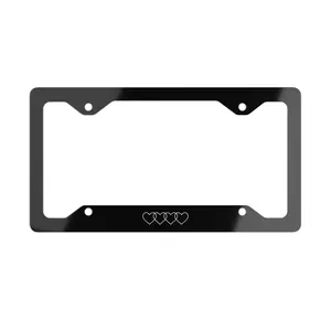 Four Rings Black Audi-Inspired License Plate Frame with White Hearts