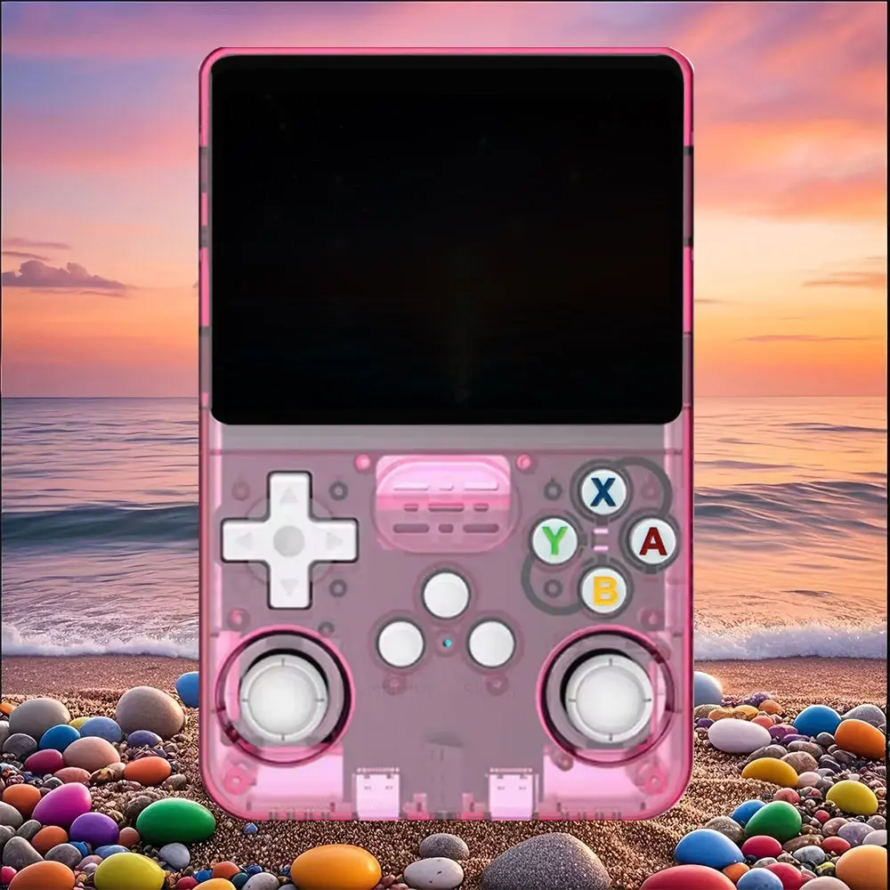 WUDS R36S Handheld Console 3.5 inch Retro Handheld Video Consoles Built-in Rechargeable Battery Portable Style Hand Held Consoles System pink