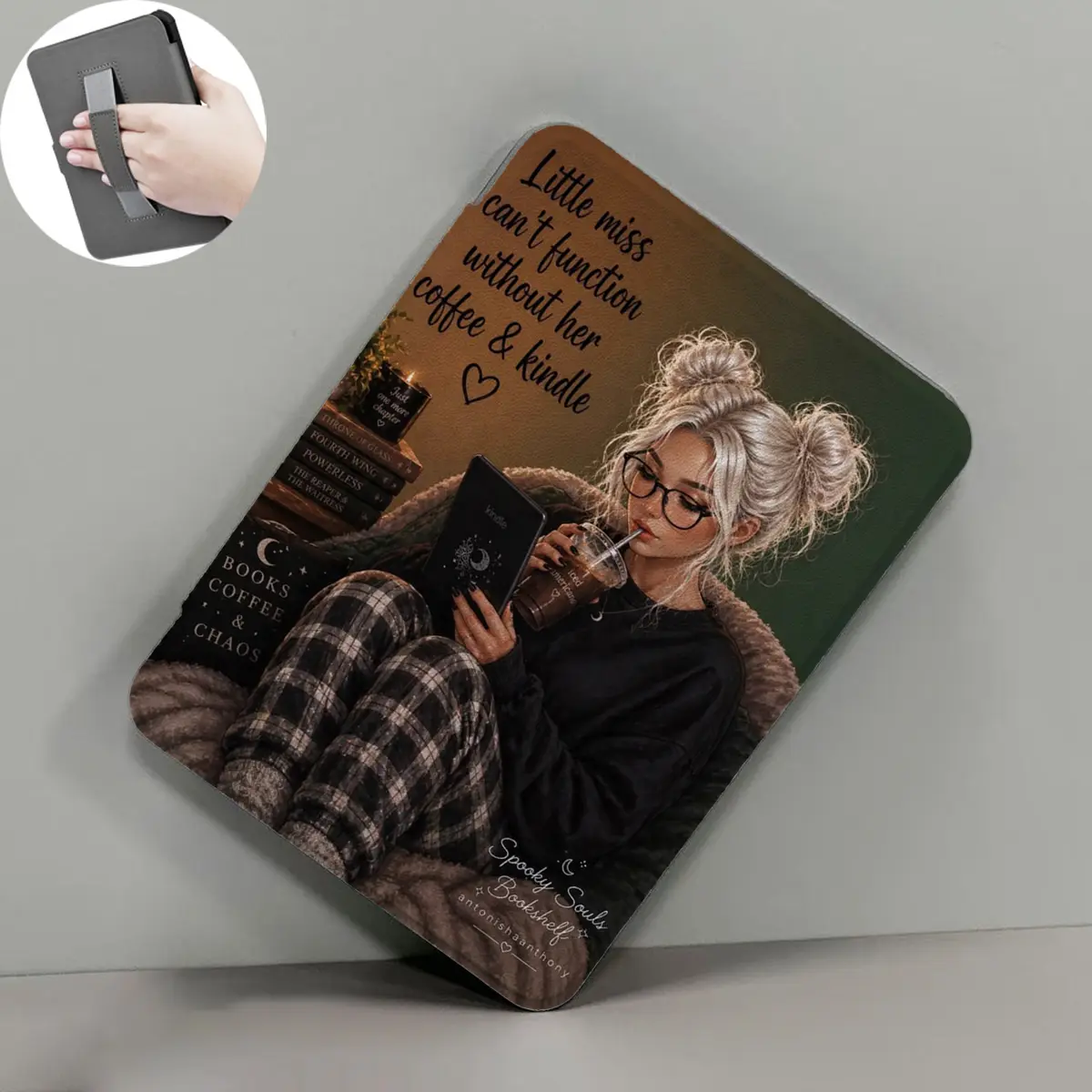 Reading Girl Design PU Leather TPU Kindle Case for Electronic Devices - Compatible with Paperwhite 6.8" 11th Gen, 7.0" 12th Gen & 6.0" 2022-2024 Basic Models, Durable Cover with Holder, Auto Sleep/Awake by