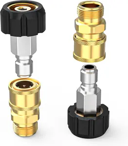 Pressure Washer Quick Connect Fittings, Quick Connect Kit M22 14mm to 3/8 Inch, 4 Pieces
