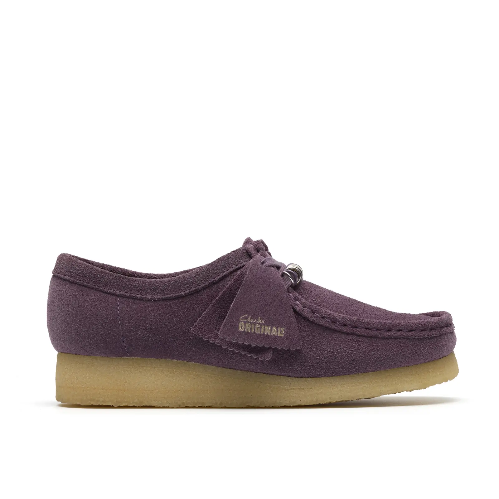 Clarks Wallabee 26183775 Womens Purple Suede Lace Up Oxford Flats Shoes