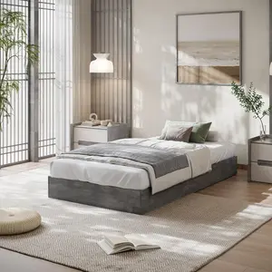 Garvee Twin Size Holzplattform-Bettgestell, Holzbettrahmen ohne Kopfteil, Holzlattenstütze, kein Boxspringbett erforderlich, einfache Montage