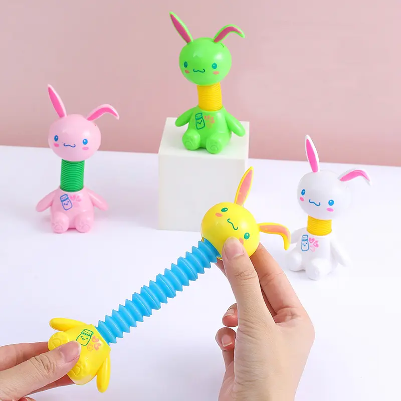 8Pcs Unisex Colorful Bunny Rabbit Pop Tubes Fidget Toys - Easter Stress Relief Toys, Birthday Party Favors, Pinata Fillers (As Pictured)