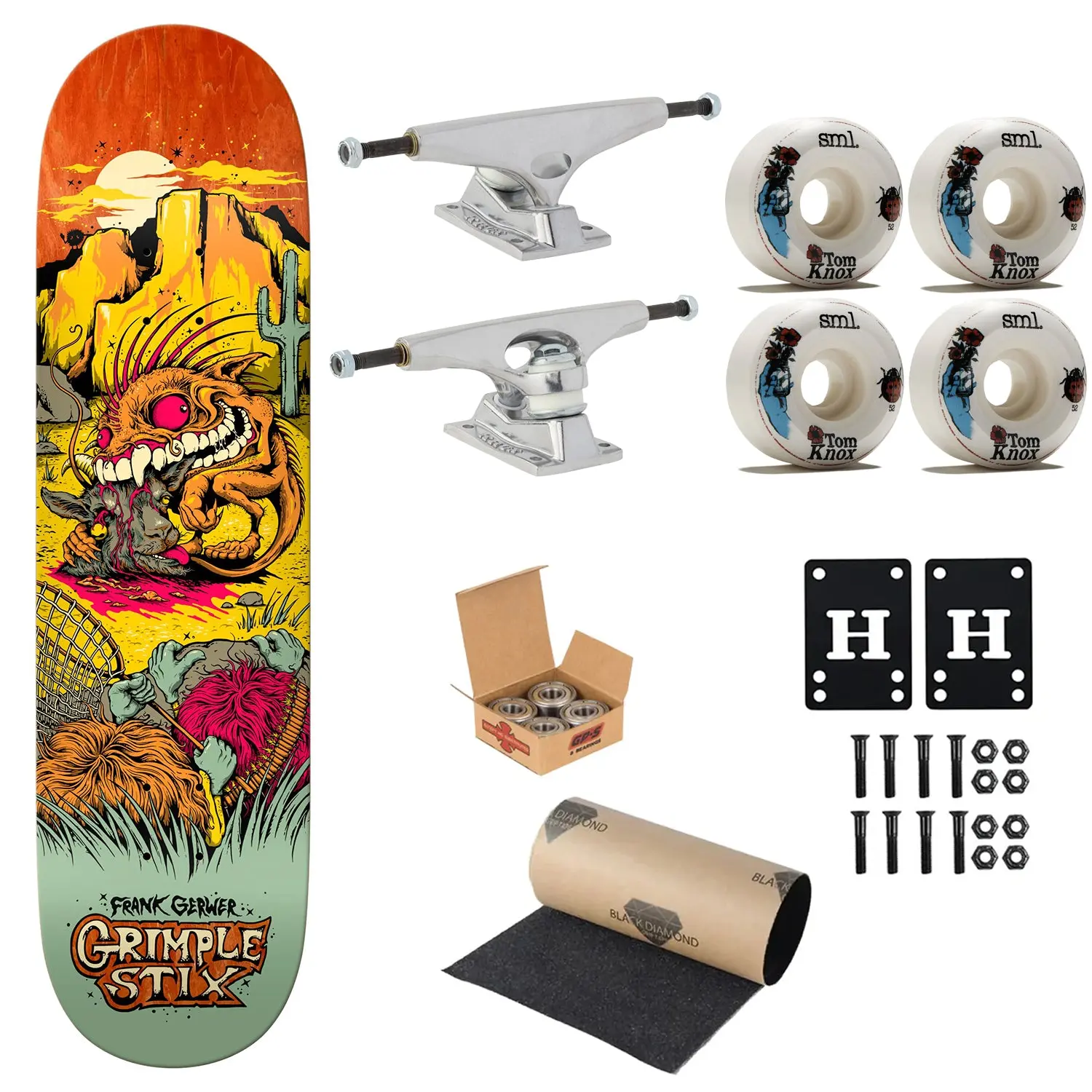 Anti Hero Premium Complete Skateboard Gerwer Grimplestix Gryptids 8.25" Ft. Krux/SML/Independent