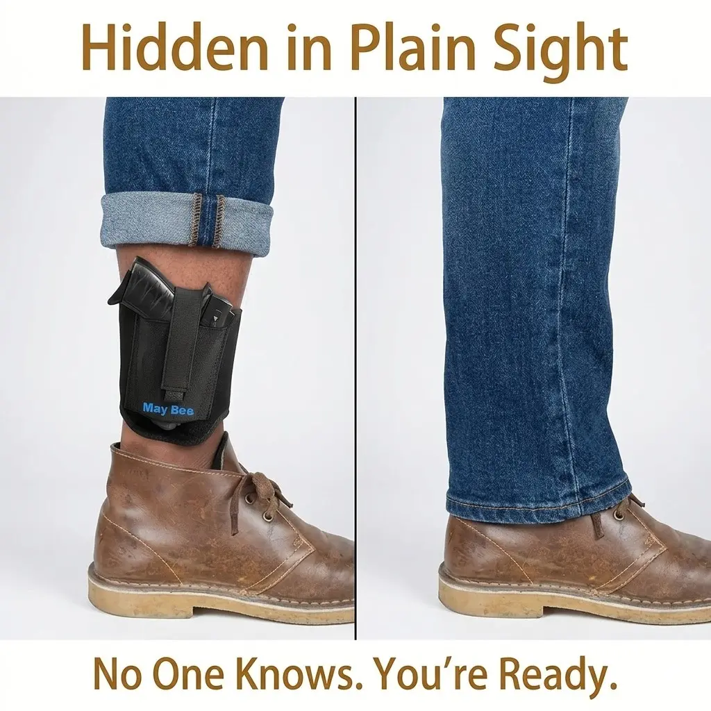 Padded Neoprene Ankle Holster, Universal Holster for Concealed Carry, Includes Spare Magazine Pouch & Elastic Strap, Secure Fit for Men & Women