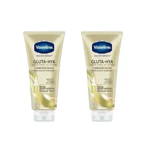 Vaseline Healthy Bright Gluta-Hya Serum Burst UV Lotion Flawless 2 Pack 10X Moisture 300ml Each