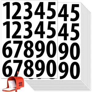 400 PCS Number Stickers 2" Waterproof Mailbox Number Label Consecutive Numbers 0-9 Self-Adhesive Residue-Free Ideal for Mailboxes Storage Boxes Organizers Cabinets and More
