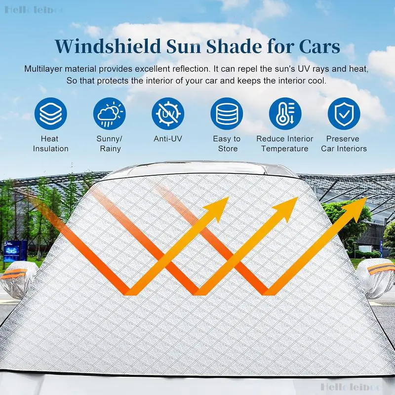 【toolupgrade】LEIBOO Car Windshield Sun Shade & Snow Cover, Reflector Sunshade Offers Ultimate Protection for Car Interior, Fits Sedan/SUVs/Car/Truck/MPV 48''X64''