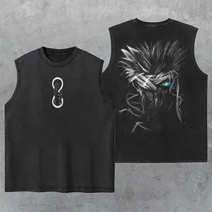 Gojo Satoru Limitless Blue Eyes JJK Washed Tank Top, The Honored One Anime Gym Tank, Jujutsu Kaisen Vintage Streetwear Shirt