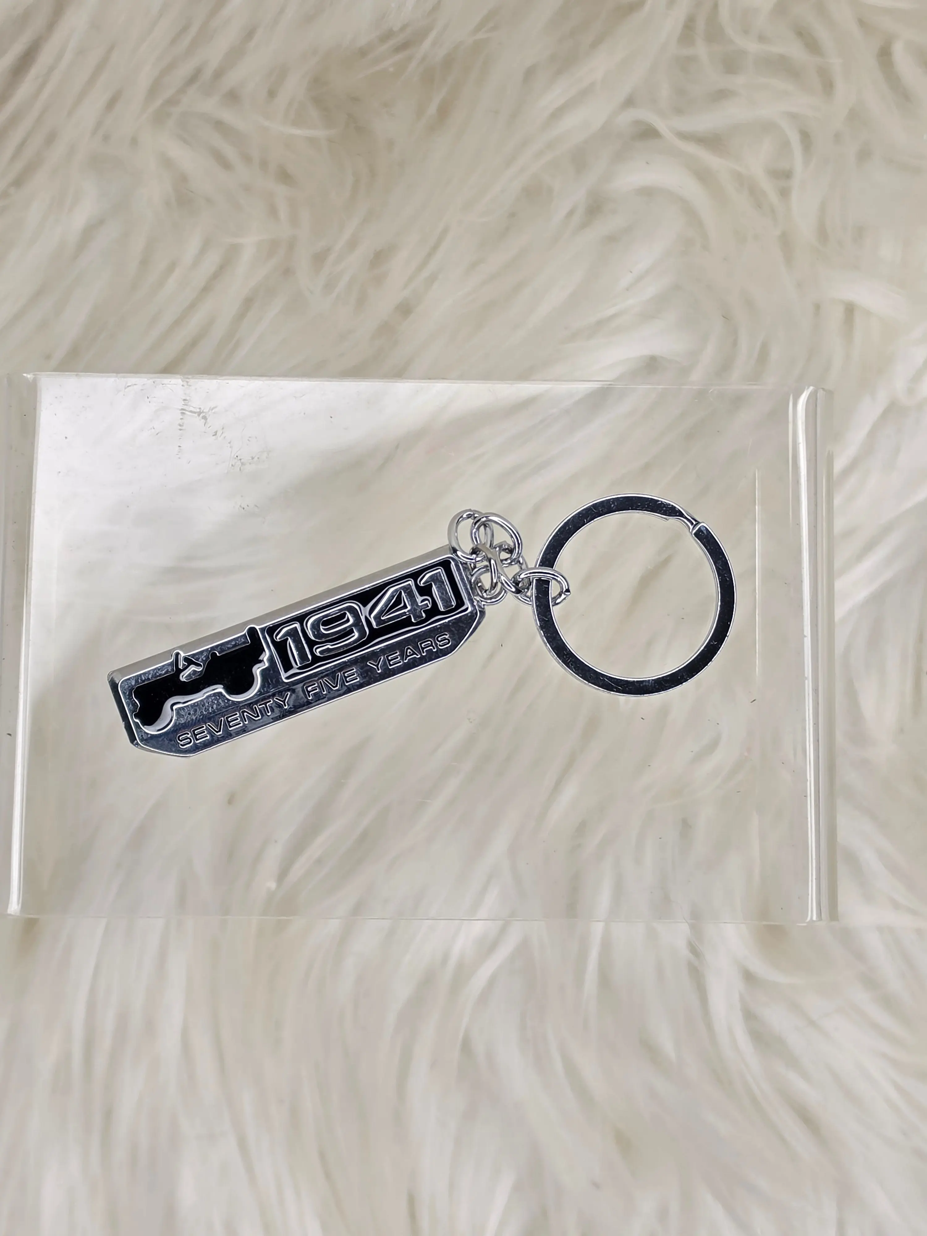 1941 Seventy-Five Years Metal Keychain | Vintage Anniversary Collectible Key Ring