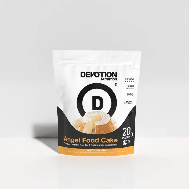 Devotion Nutrition Angel Food Cake Flavor Protein Powder, 2lb - 20g Whey Isolate & Casein Protein Blend – No Added Sugar, Low Carb, Gluten-Free, Keto-Friendly, 1g MCT, Kosher