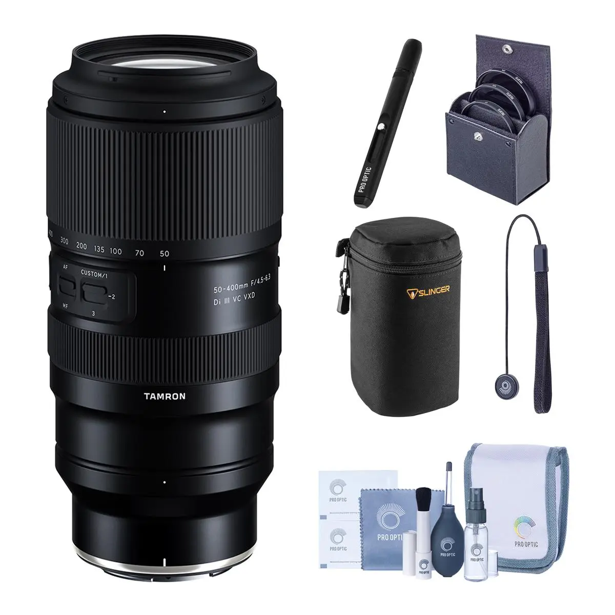 Tamron 50-400mm f/4.5-6.3 Di III VC VXD Lens for Nikon Z Bundle with Filter Kit, Lens Case, Lens Cleaner