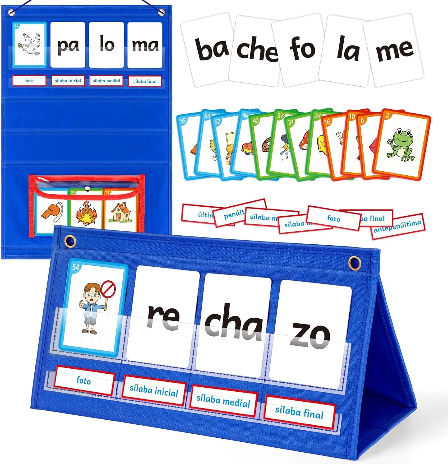 Torlam Spanish Learning Word Building Pocket Chart, Spanish Vocabulary Games  Sight Words Flashcards Languages Spelling Reading Phonics Games, Durable Material