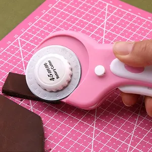 45mm Rotary Cutter with 5pcs Extra Blades, Ergonomic Handle Rolling Cutter with Safety Lock for Fabric, Leather, Crafting, Sewing, Quilting, Fabric Rotary Cutter Perfect for Left & Right Hand(Pink) Sewing Tools