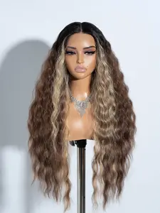 30 Inch Long Curly Wavy Lace Front Synthetic Wigs, Gorgeous Fluffy Hd Transparent Lace Frontal Wigs without Bangs, Synthetic Heat Resistant Fiber Pre Plucked Baby Hair Wigs for Party, Daily Use