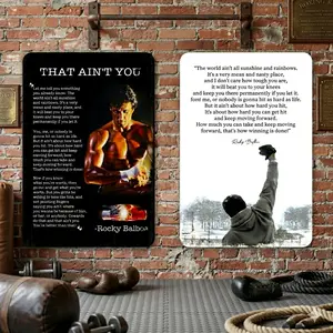 Rocky Motivational Quote Metal Sign, Sylvester Stallone Vintage Movie Wall Decor for Gym Home Office, Boxing Inspiration Wall Sign, Man Cave Metal Wall Sign, Gift for Him