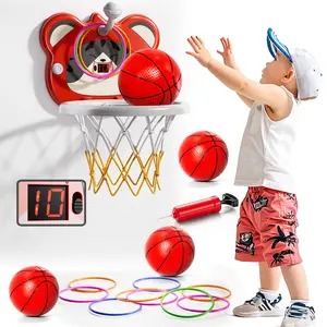 Children’s indoor and outdoor sports toy: wall-mounted silent mini basketball hoop set with high-elasticity rubber basketball; quiet shooting with no disturbance; easy to install in bedrooms, rooms, and courtyards; fun interactive shooting toy for boys an