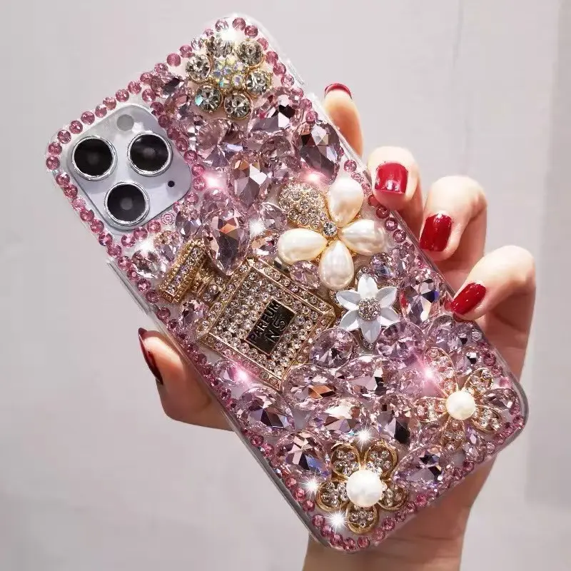 Exquisite Rhinestone Phone Case Bling Cover for iPhone 17 16 15 14 Plus 13 12 11 Pro Max XS XR XSMax Glamorous 3D Diamond Phone Protective Case Cover Casing