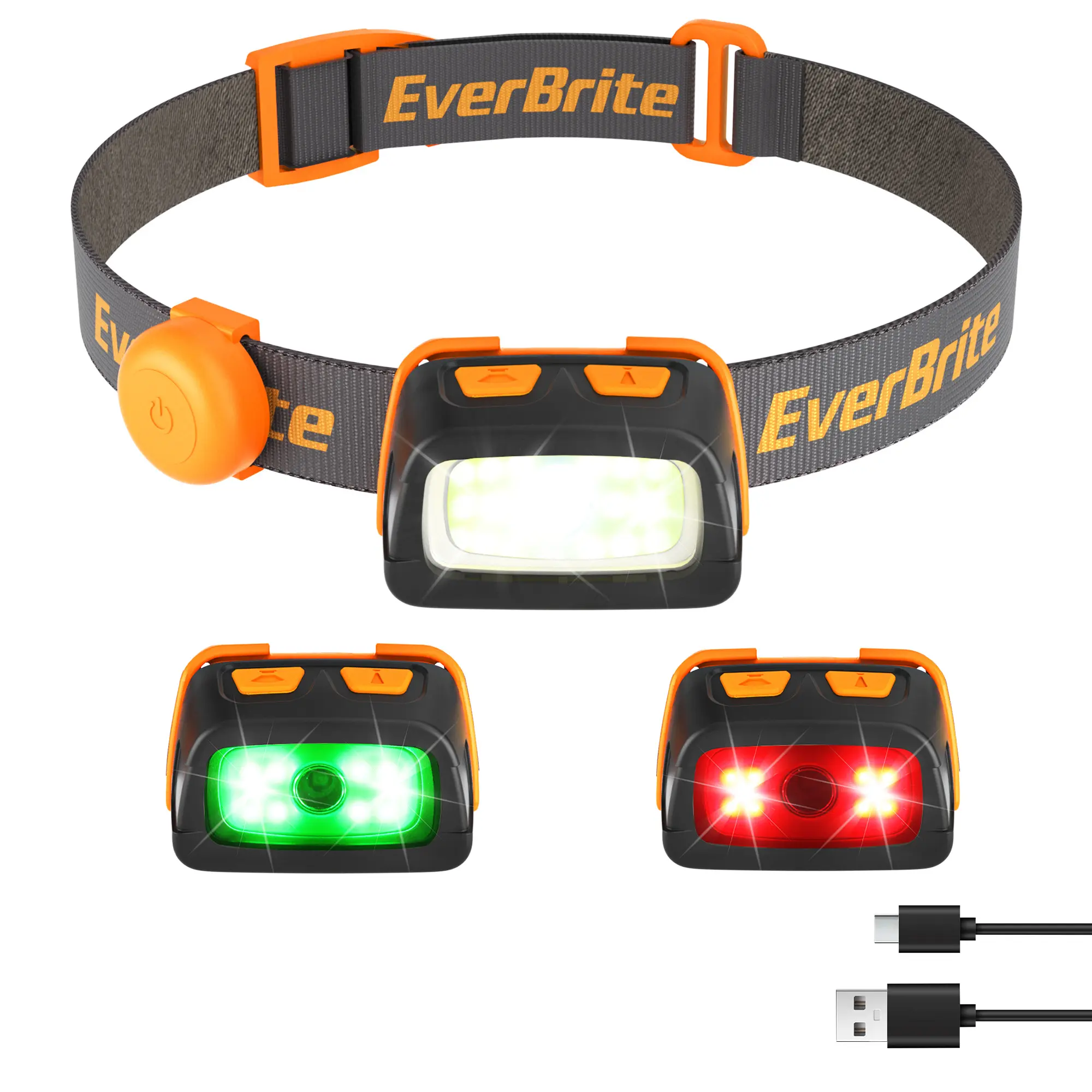 #fathersdaygift EverBrite Rechargeable Headlamp, 350 Lumens Headlamp with Red Light and Memory Function, 7 Modes Running Headlamp, Bright Headlamps for Camping, Fishing, Hunting, Night Vision