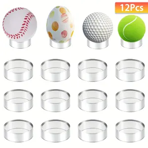 12 PCS 1.25 Inch Clear Sphere Display Stand, Clear Round Plastic Baseball Ring Stands Acrylic Small Round Baseball Ring Stands, Baseballs Stand Sphere Holder for Decorative Eggs Crystal Balls Racks Organiser