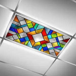 2 Pack Stained Glass Fluorescent Light Cover for Ceiling Light,  Ceiling Light Cover Classroom Lights Covers Classroom Supplies for School Classroom  Office