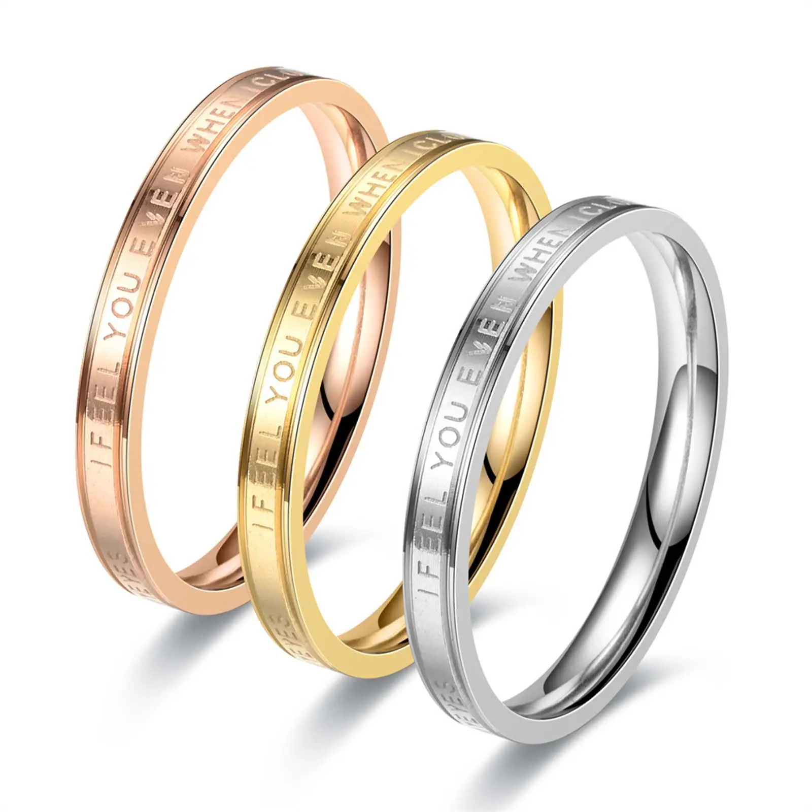 4mm love letter I FEEL YOU together forever couple ring size 5~11 for men and women suitable for engagement wedding gift jewelry
