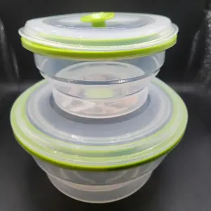 Collapse-it Silicone Food Storage Containers Green Round Set Kitchen
