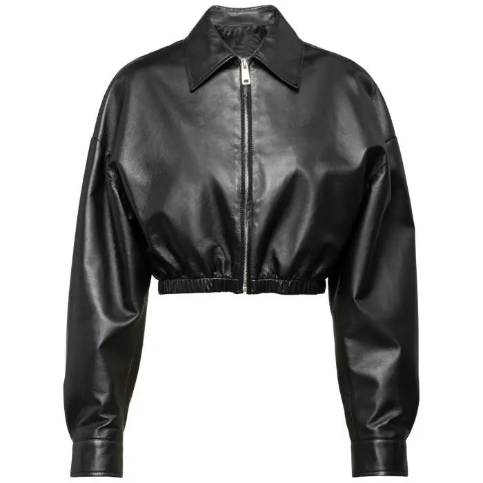 Caeraa Studio Cropped Zip-Up Leather Jacket