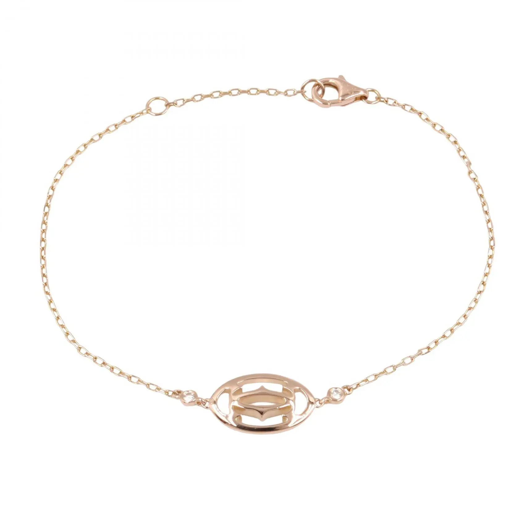 Pre-owned Cartier 18K Rose Gold (Au750) Small Leather Goods Double C Au750 Bracelet