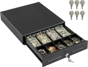 13"   Register Drawer for Point of  (POS) System with 4 Bill 5   Tray, Removable  Compartment, 24V, RJ11/RJ12 Key-Lock, Media Slot, Black - for Small Businesses