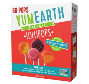 YumEarth Organic Pops Variety Pack, 60 Fruit Flavored Favorites Lollipops, Allergy Friendly, Gluten Free, Non-GMO, Vegan, No Artificial Dyes