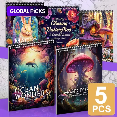 Adult Coloring Books, Stress Relief Therapeutic Coloring Book with Intricate Designs and Featuring Ocean World, Butterfly, Magic Forest, House Themes, Ideal for Relaxation, Creativity, Artistic Experience, Spiral-Bound Pages Coloring Book #GLOBAL PICKS