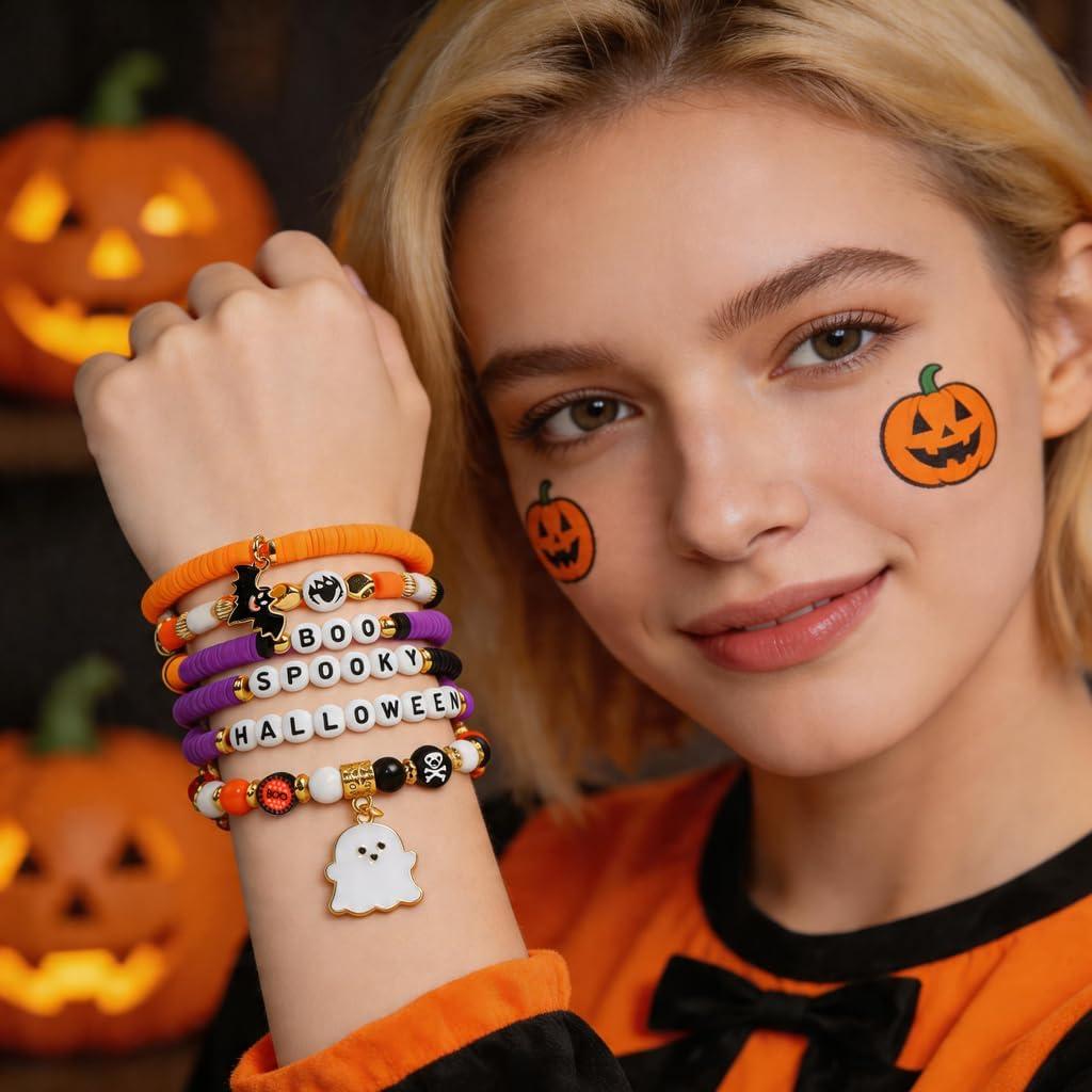 Halloween Party Favors 6 Pack Halloween Bracelets for Kids Halloween Toys and Treats Party Favor Gifts Goodie Bag Fillers Halloween Crafts & Party Supplies for Boys & Girls