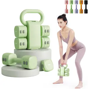 Lightweight Adjustable Dumbbell Kettlebell Set - 4 in 1 Free Weight Set with Kettlebell Grip Converter, Each 2.2 3.3 4.4 5.5lb Quick Change Weight Women Dumbbell Set for Small Spaces  Gym