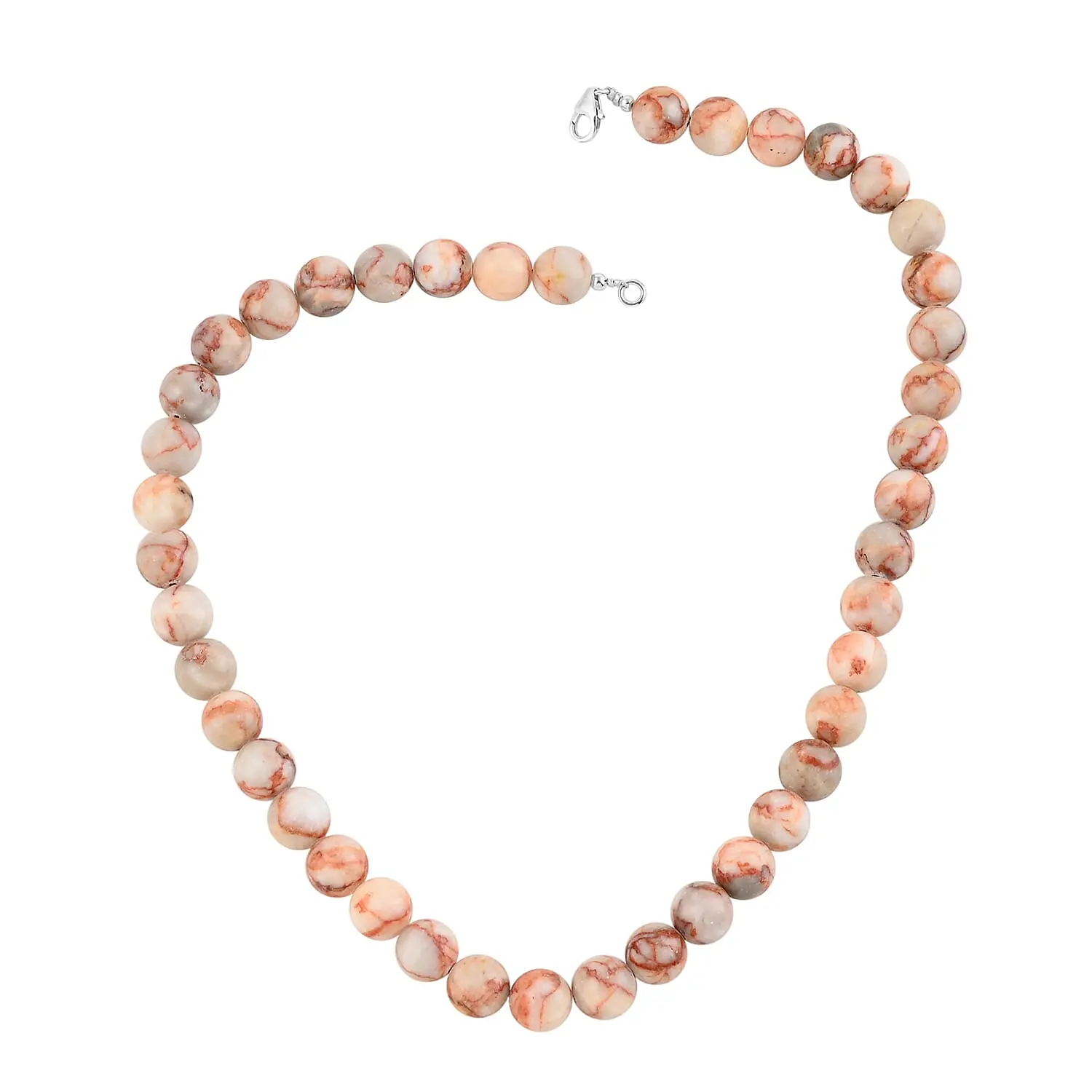 Red Jasper Mesh Work Beaded Necklace 18 Inches in Sterling Silver 250.00 ctw