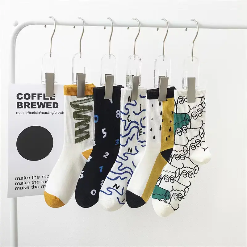 Fun Patterned Dress Socks Trendy Mid-Calf Hip-Hop Versatile Trendy Skateboard Socks Street Pattern Casual Sports Socks for Men Women new man city kit basketball streetwear Menswear Motocross Tropical Bestie Socks