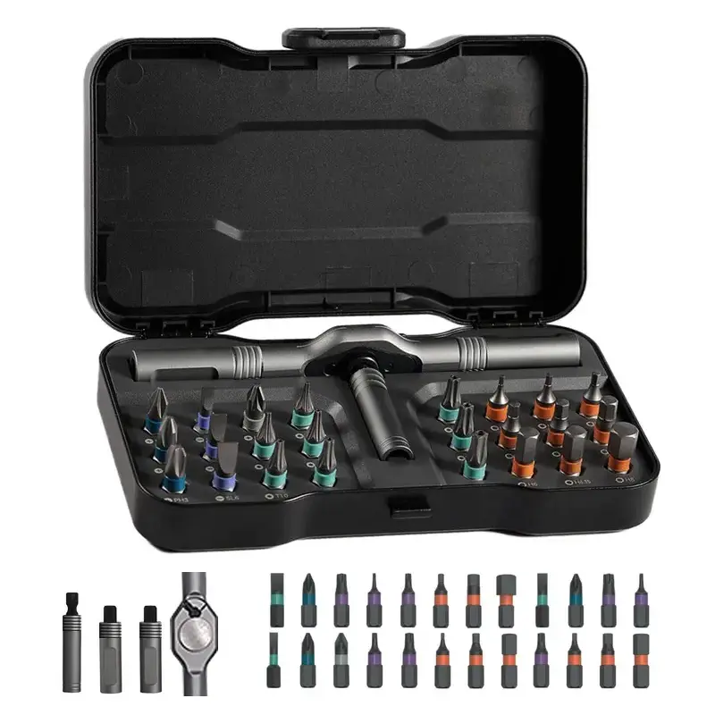 24-in-1 Magnetic Screwdriver Bit Set - T-Shaped Ratchet Handle Household Repair Toolkit, Portable Precision Hand Tool for Everyday Fixes & DIY