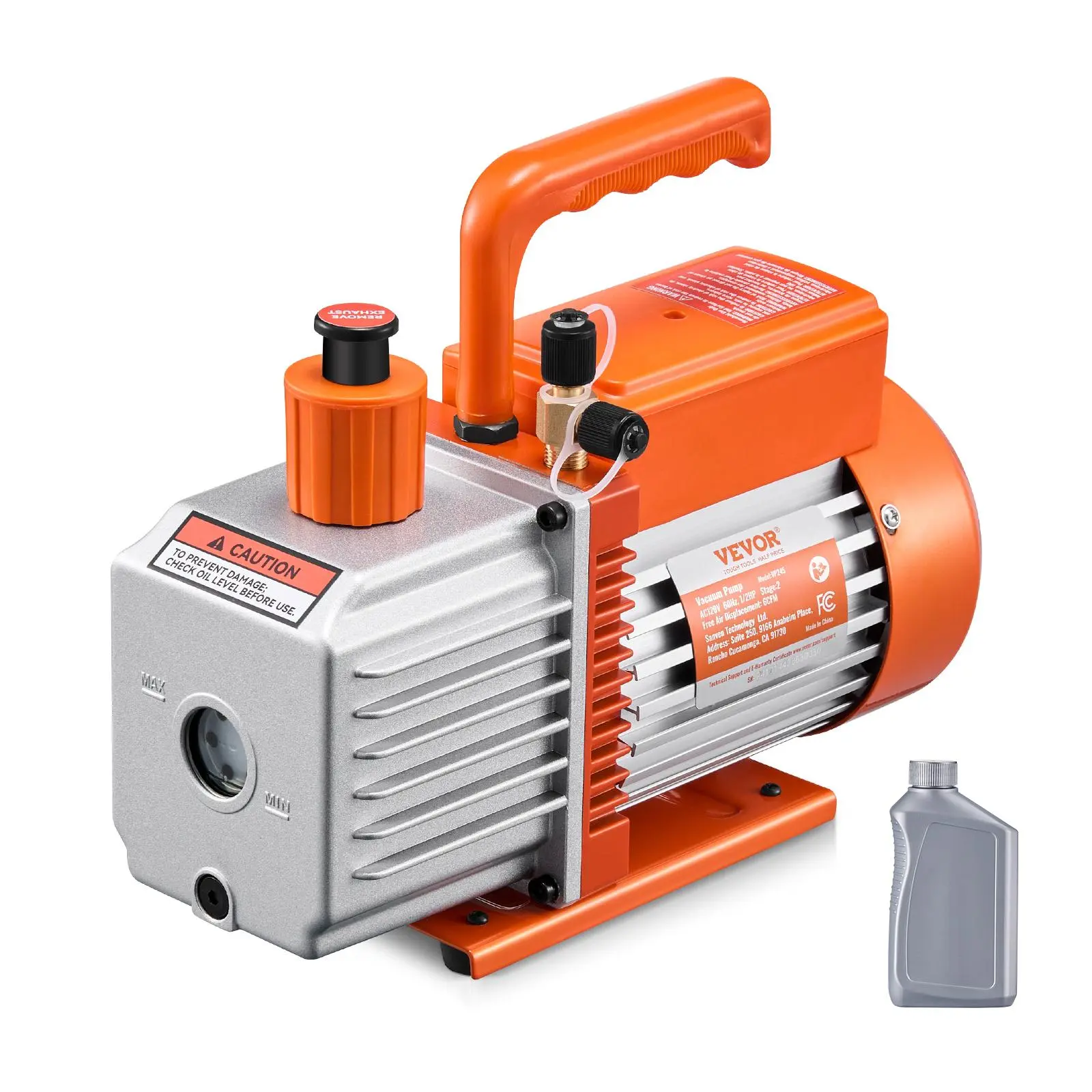 【summerfinds】VEVOR Vacuum Pump, 6 CFM, HVAC 2 Stage Rotary Vane Vacuum Pump, for R134a R22 R410a Systems, Auto AC Vacuum Pump Kit with Oil Bottle, for Automotive Air Conditioner Maintenance Resin Degassing
