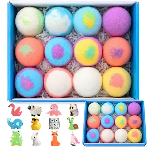 Summer Bath Fizzies for Kids, 12 Pack Colorful Bath Bombs with Animal Bath Toys, Gentle Formula, Ages 3+