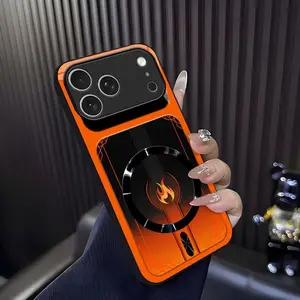 Cyber Mecha Flame MagSafe-Compatible High-Gloss Tempered Glass Protective Casing for [iPhone 17 Pro Max] 952, Shockproof Frame, Smartphone-Cellphone-Handheld Accessories