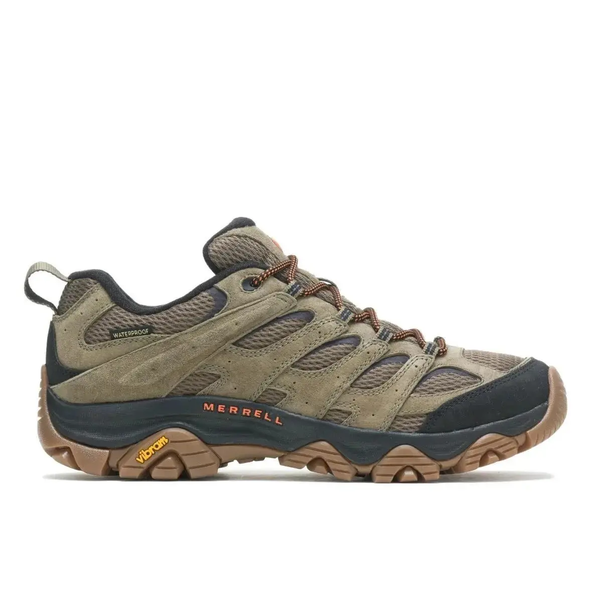 Men's Merrell Moab 3 Waterproof Hiking Shoes J036553Z, Merrell DRY Waterproof Membrane, Vibram TC5+ Anti-Slip Outsole, Pig Suede & Breathable Mesh Upper, Shock Absorbing Air Cushion, Arch Support Outdoor Trekking Boots for Mountain Trails Camping Walking