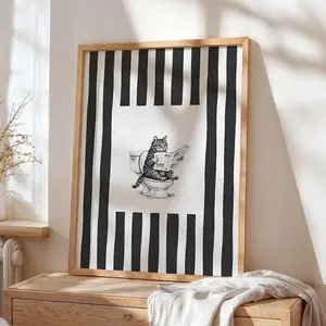 [SALE UP TO 50% + FREE SHIP]  Bathroom Wall Art Print, Funny Cat Poster, Tabby Cat Decor