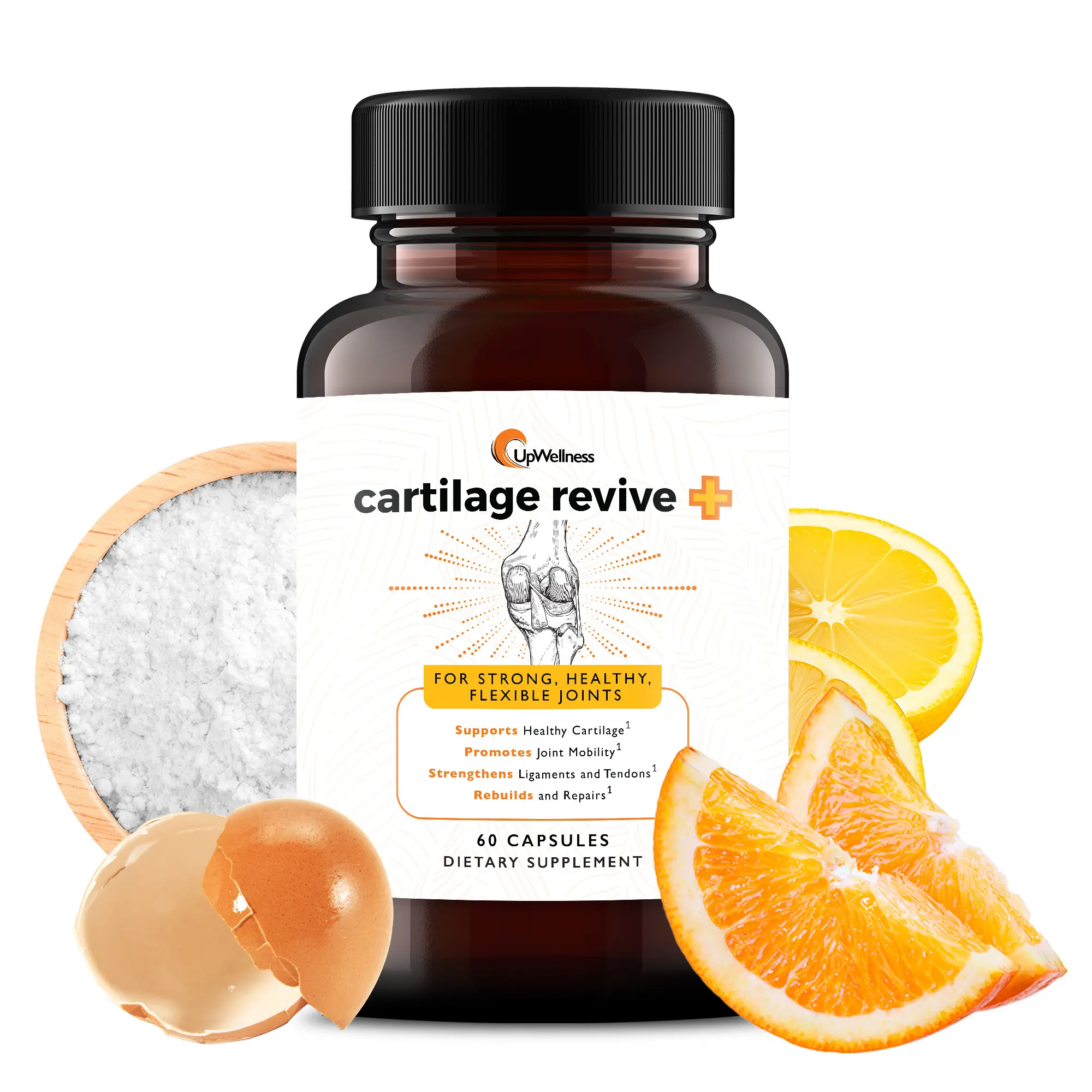 UpWellness Cartilage Revive + Joint Support Supplement for Men and Women with Type II Collagen for Joints - 60 Capsules