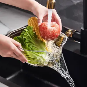 Creative Rice Washing Strainer Bowl colander Multi-functional Drain Basket, New Fruit Cleaning Bowl with Strainer Container, Kitchen Sink Food Catcher Drainer Fruit Rinser Vegetable Washing Filter Bowl over the Sink Colander